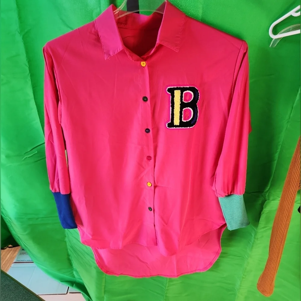 Baddie Varsity Shirt Pink - Size S - Picture 2 of 10